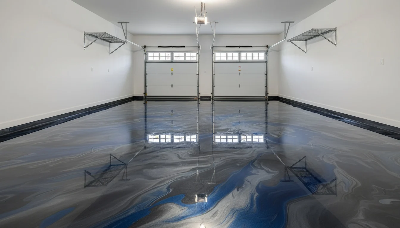 Experienced installer applying a glossy epoxy floor coating in Johannesburg