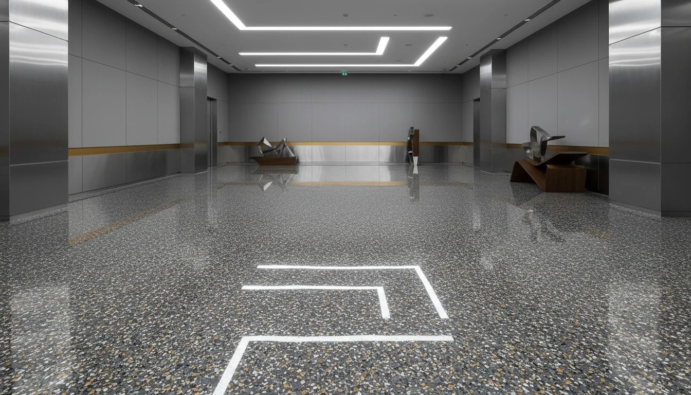 Solid-colour high-gloss epoxy floor in a residential garage